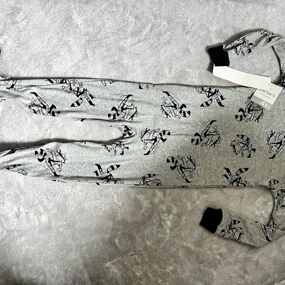 Carter's Gray One Piece with Black Details Zip Footie Pajamas 4T - Picture 5 of 5